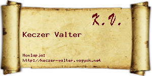 Keczer Valter névjegykártya